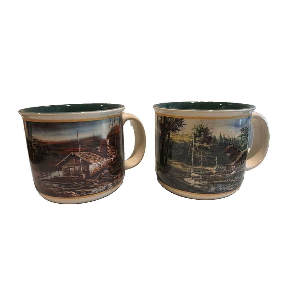 Vtg Two Terry Redlin Wildlife Art Coffee Mugs Changing Seasons Summer & Autumn